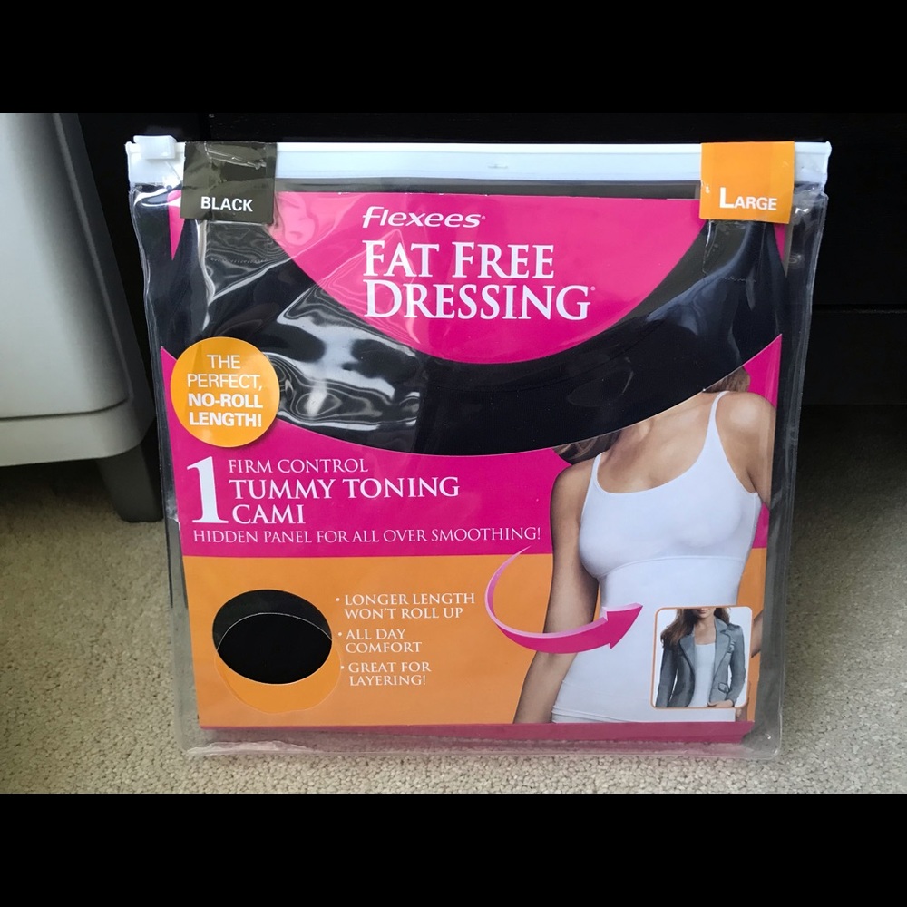 FLEXEES Fat Free Dressing Cotton Cami (1) BLACK